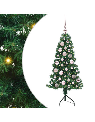 Albero di Natale Artificiale Angolare con 150 LED Verde 120 cm