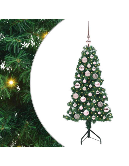 Albero di Natale Artificiale Angolare con 150 LED Verde 120 cm
