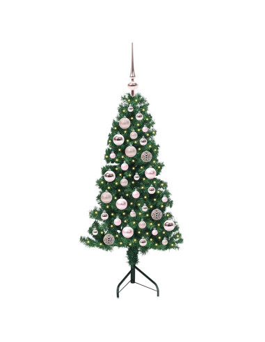 Albero di Natale Artificiale Angolare con 150 LED Verde 120 cm