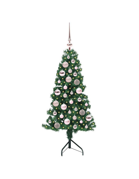 Albero di Natale Artificiale Angolare con 150 LED Verde 120 cm