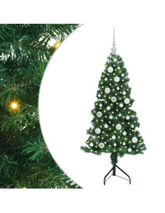 Albero di Natale Artificiale Angolare con 150 LED Verde 120 cm 2