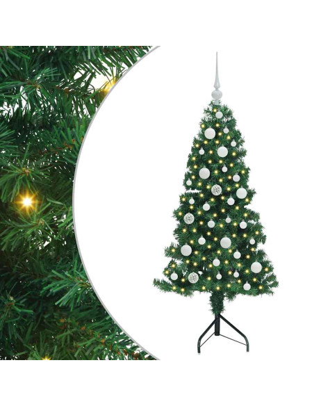 Albero di Natale Artificiale Angolare con 150 LED Verde 120 cm