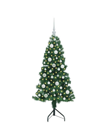 Albero di Natale Artificiale Angolare con 150 LED Verde 120 cm