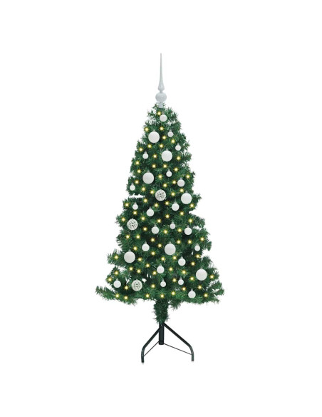 Albero di Natale Artificiale Angolare con 150 LED Verde 120 cm