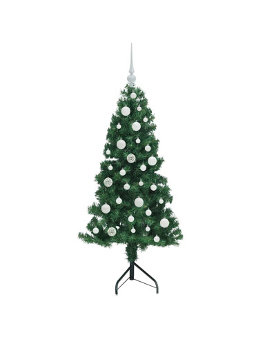 Albero di Natale Artificiale Angolare con 150 LED Verde 120 cm