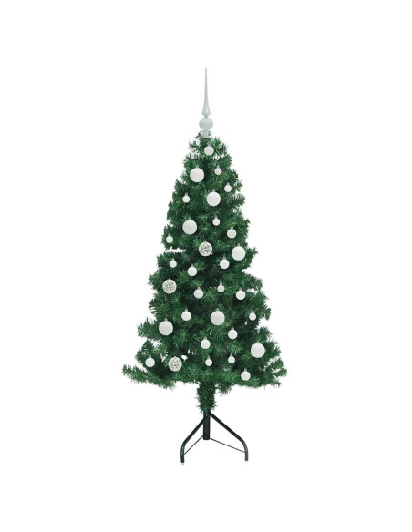 Albero di Natale Artificiale Angolare con 150 LED Verde 120 cm