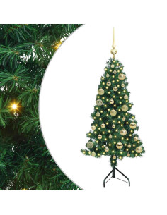 Albero di Natale Artificiale Angolare con 150 LED Verde 120 cm 2
