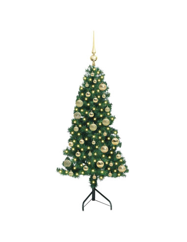 Albero di Natale Artificiale Angolare con 150 LED Verde 120 cm