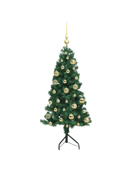 Albero di Natale Artificiale Angolare con 150 LED Verde 120 cm