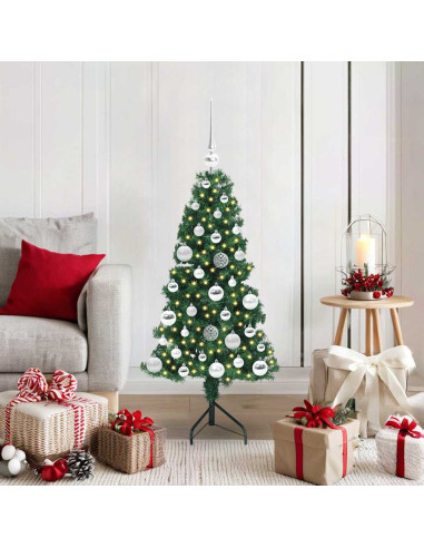 Albero di Natale Artificiale Angolare con 150 LED Verde 120 cm