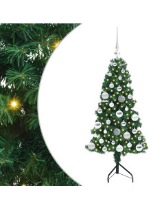 Albero di Natale Artificiale Angolare con 150 LED Verde 120 cm 2