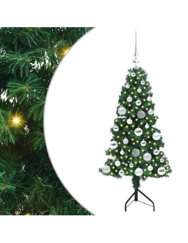 Albero di Natale Artificiale Angolare con 150 LED Verde 120 cm