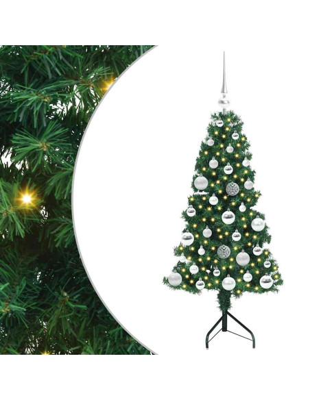 Albero di Natale Artificiale Angolare con 150 LED Verde 120 cm