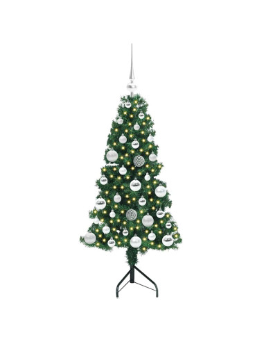 Albero di Natale Artificiale Angolare con 150 LED Verde 120 cm