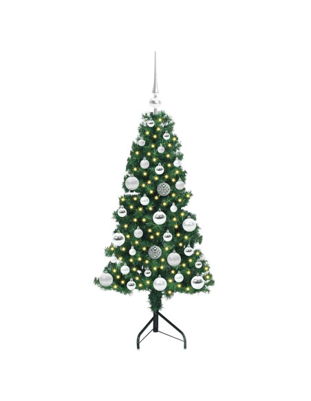 Albero di Natale Artificiale Angolare con 150 LED Verde 120 cm