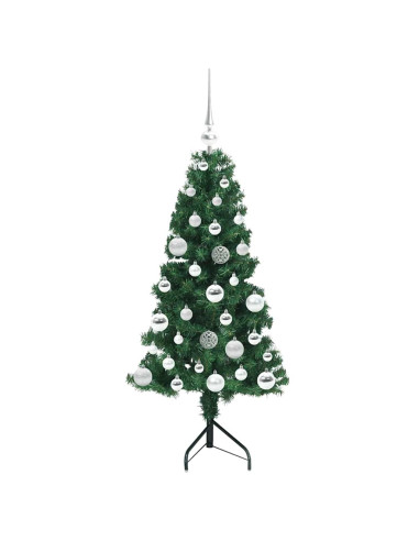 Albero di Natale Artificiale Angolare con 150 LED Verde 120 cm