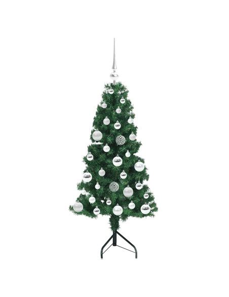 Albero di Natale Artificiale Angolare con 150 LED Verde 120 cm