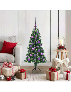 Albero di Natale Artificiale Angolare con 150 LED Verde 120 cm 2