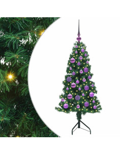 Albero di Natale Artificiale Angolare con 150 LED Verde 120 cm 2