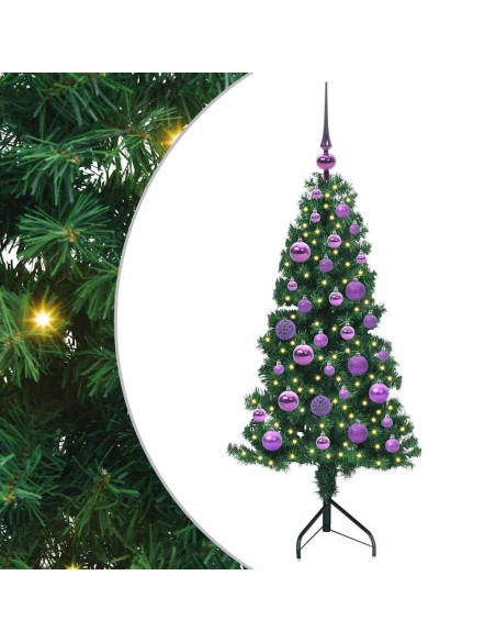 Albero di Natale Artificiale Angolare con 150 LED Verde 120 cm