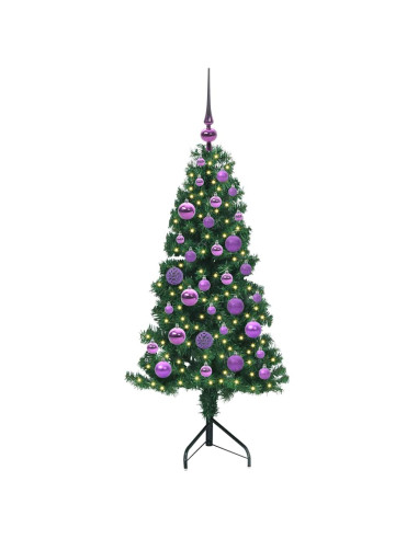 Albero di Natale Artificiale Angolare con 150 LED Verde 120 cm