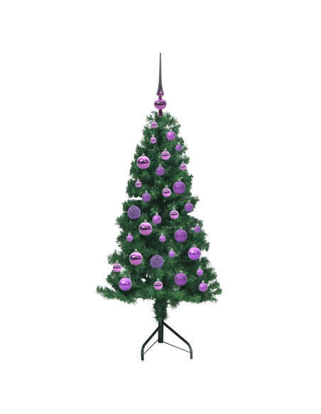 Albero di Natale Artificiale Angolare con 150 LED Verde 120 cm