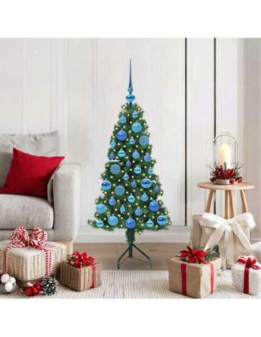 Albero di Natale Artificiale Angolare con 150 LED Verde 120 cm