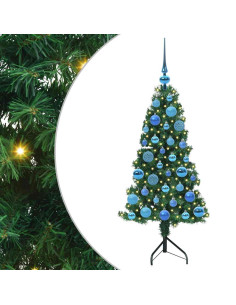 Albero di Natale Artificiale Angolare con 150 LED Verde 120 cm 2