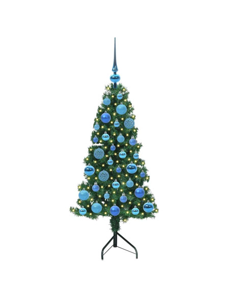 Albero di Natale Artificiale Angolare con 150 LED Verde 120 cm