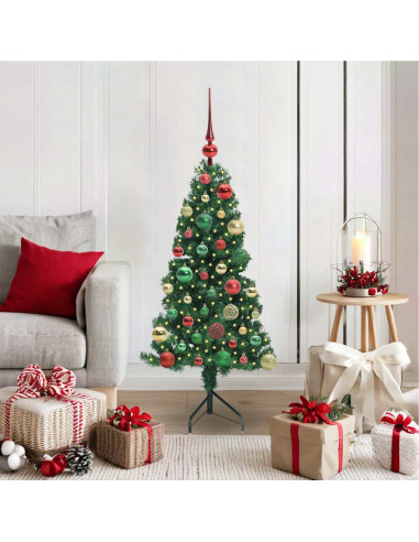 Albero di Natale Artificiale Angolare con 150 LED Verde 120 cm