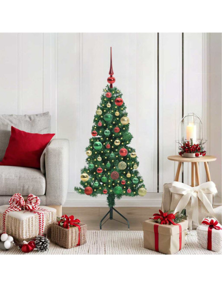 Albero di Natale Artificiale Angolare con 150 LED Verde 120 cm