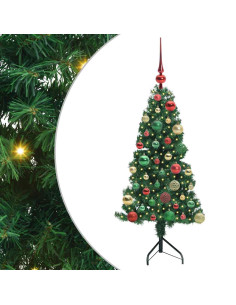Albero di Natale Artificiale Angolare con 150 LED Verde 120 cm 2