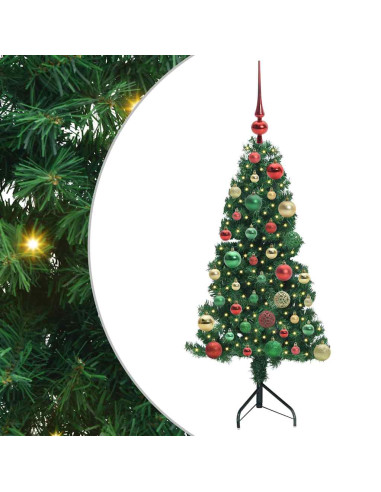 Albero di Natale Artificiale Angolare con 150 LED Verde 120 cm