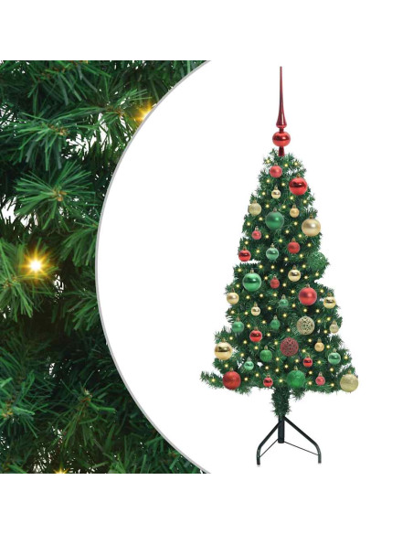 Albero di Natale Artificiale Angolare con 150 LED Verde 120 cm
