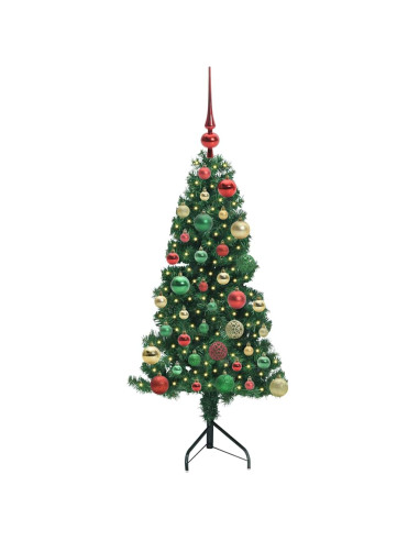 Albero di Natale Artificiale Angolare con 150 LED Verde 120 cm
