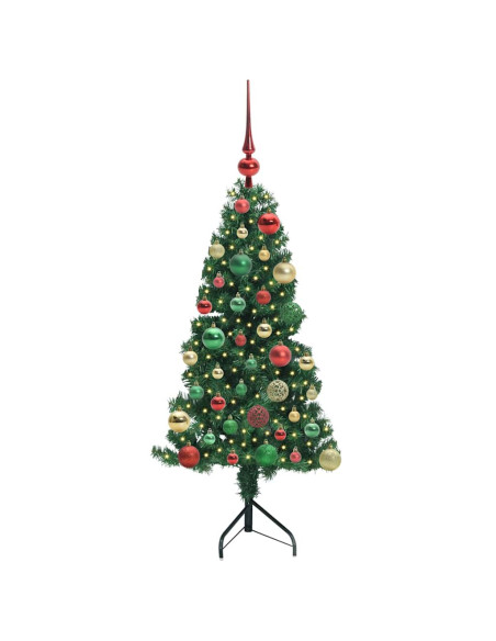 Albero di Natale Artificiale Angolare con 150 LED Verde 120 cm