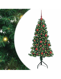 Albero di Natale Artificiale Angolare con 150 LED Verde 150 cm 2