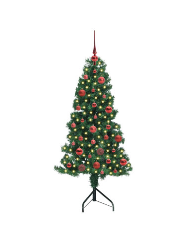 Albero di Natale Artificiale Angolare con 150 LED Verde 150 cm