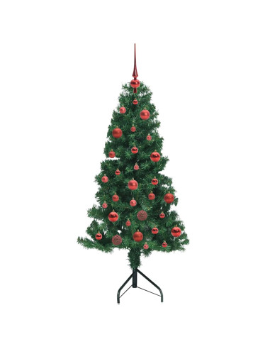 Albero di Natale Artificiale Angolare con 150 LED Verde 150 cm