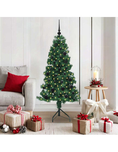 Albero di Natale Artificiale Angolare con 150 LED Verde 150 cm