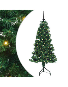 Albero di Natale Artificiale Angolare con 150 LED Verde 150 cm 2