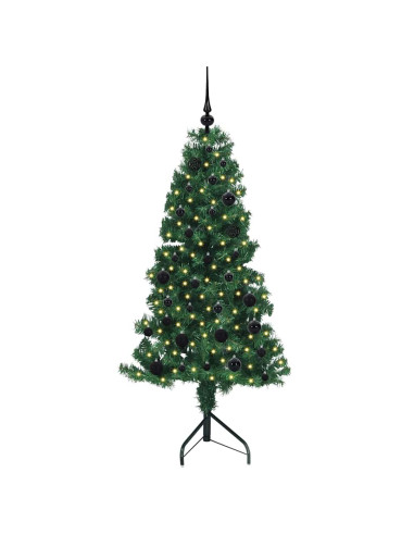 Albero di Natale Artificiale Angolare con 150 LED Verde 150 cm