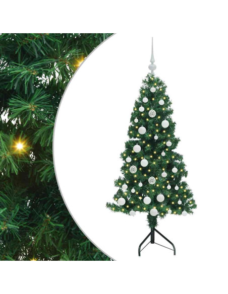 Albero di Natale Artificiale Angolare con 150 LED Verde 150 cm