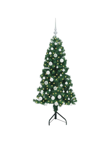 Albero di Natale Artificiale Angolare con 150 LED Verde 150 cm