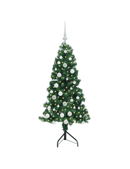 Albero di Natale Artificiale Angolare con 150 LED Verde 150 cm