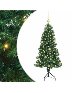 Albero di Natale Artificiale Angolare con 150 LED Verde 150 cm 2