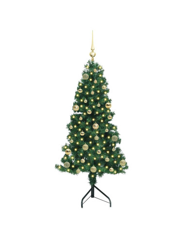 Albero di Natale Artificiale Angolare con 150 LED Verde 150 cm