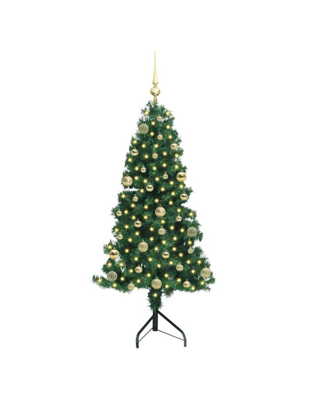 Albero di Natale Artificiale Angolare con 150 LED Verde 150 cm