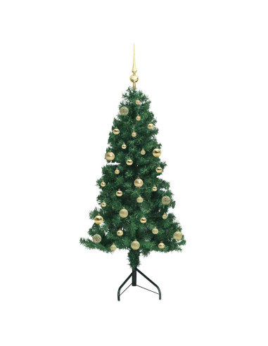 Albero di Natale Artificiale Angolare con 150 LED Verde 150 cm