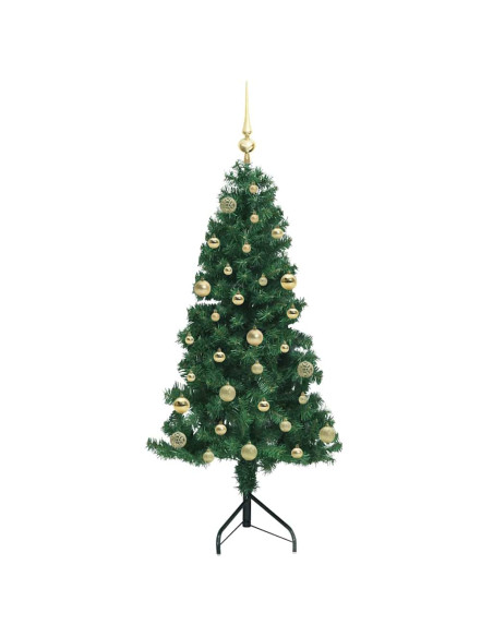 Albero di Natale Artificiale Angolare con 150 LED Verde 150 cm